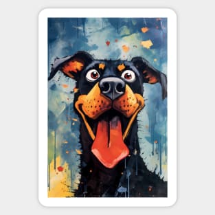 Comical Caricature Dobermann Dog Sticker